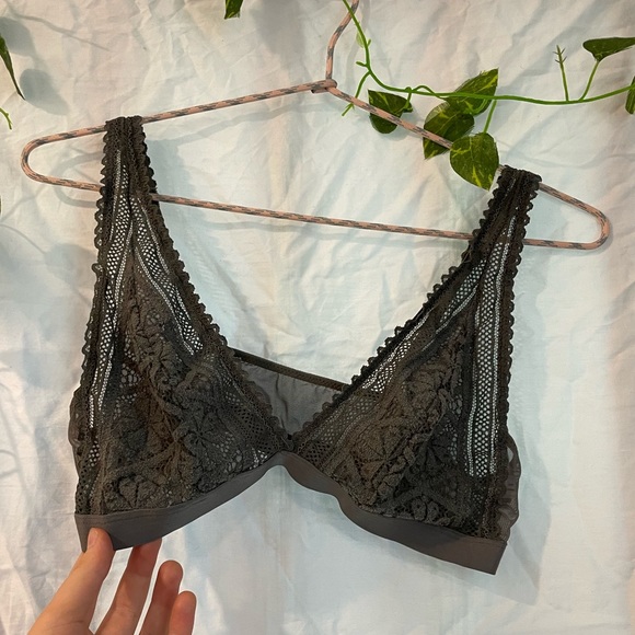 AERIE Medium Gray Lace Bralette - Picture 4 of 5